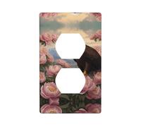 WZYWHJ Double socket decorative wall Plate - easy to Install - Ideal for Residential and Commercial Areas 4.5 X 2.76 In Eagle among the peonies Printing