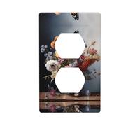 WZYWHJ Double socket decorative wall Plate - easy to Install - Ideal for Residential and Commercial Areas 4.5 X 2.76 In Butterfly on a bouquet Printing
