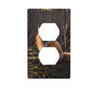 WZYWHJ Double socket decorative wall Plate - easy to Install - Ideal for Residential and Commercial Areas 4.5 X 2.76 In Cute fox Pattern