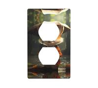 WZYWHJ Double socket decorative wall Plate - easy to Install - Ideal for Residential and Commercial Areas 4.5 X 2.76 In Little fox holding an umbrella Printing