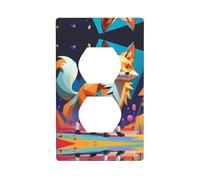 WZYWHJ Double socket decorative wall Plate - easy to Install - Ideal for Residential and Commercial Areas 4.5 X 2.76 In Cubist Fox Prints