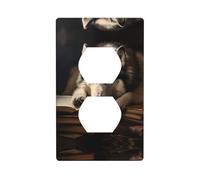 WZYWHJ Double socket decorative wall Plate - easy to Install - Ideal for Residential and Commercial Areas 4.5 X 2.76 In Husky on the book Printing