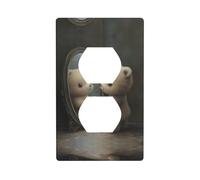 WZYWHJ Double socket decorative wall Plate - easy to Install - Ideal for Residential and Commercial Areas 4.5 X 2.76 In Bear in the mirror Pattern