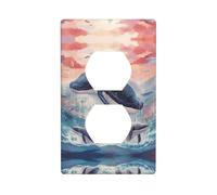 WZYWHJ Double socket decorative wall Plate - easy to Install - Ideal for Residential and Commercial Areas 4.5 X 2.76 In Killer whales in the waves Printing