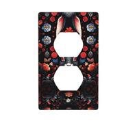 WZYWHJ Double socket decorative wall Plate - easy to Install - Ideal for Residential and Commercial Areas 4.5 X 2.76 In Black rabbit's face Pattern
