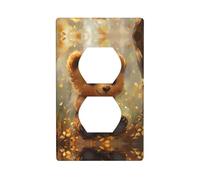 WZYWHJ Double socket decorative wall Plate - easy to Install - Ideal for Residential and Commercial Areas 4.5 X 2.76 In Little bear under the shiny leaves Printing