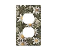 WZYWHJ Double socket decorative wall Plate - easy to Install - Ideal for Residential and Commercial Areas 4.5 X 2.76 In Nordic Edelweiss Prints
