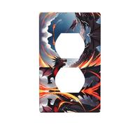 WZYWHJ Double socket decorative wall Plate - easy to Install - Ideal for Residential and Commercial Areas 4.5 X 2.76 In Double Dragon Battle Printed