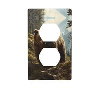WZYWHJ Double socket decorative wall Plate - easy to Install - Ideal for Residential and Commercial Areas 4.5 X 2.76 In Bear in the forest Prints