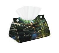 WZYWHJ Dragonfly Flying Printing Decorative storage box with rectangular leather tissue bag and bracket base