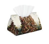 WZYWHJ Dream Castle Picture Decorative storage box with rectangular leather tissue bag and bracket base