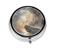 WZYWHJ Dream Vortex Passage Prints Circular Medicine Box Storage, Portable Travel with compartments, mini Pill Dispenser