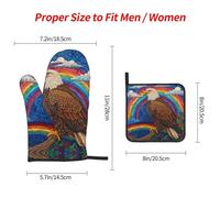 WZYWHJ Eagle on The Rainbow Picture Oven Gloves and Pot Rack 3-Piece Set Thickened Long Kitchen mitt