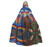 WZYWHJ Eagle on the rainbow Printing aldult Cosplay Poncho Hooded Cloak for men and women Halloween Party