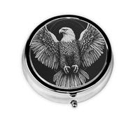 WZYWHJ Eagle Spreads Wings Prints Circular medicine box storage, portable travel with compartments, mini pill dispenser