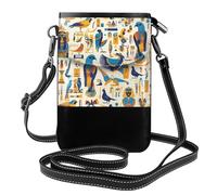 WZYWHJ egypt hieroglyphics Pattern Women's leather phone bag crossbody package with adjustable shoulder strap