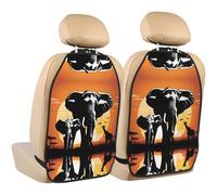 WZYWHJ Elephant and Giraffe in The Sunset Printed Car seat Anti Kick Storage pad 2 Pieces, Multi-Functional Storage Bag seat Protector After Installation