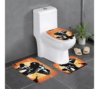 WZYWHJ Elephant and Giraffe in The Sunset Printing Quality Bathroom mat sets of 4 Bathroom Floor Mats, durable,Does Easy to clean Suitable for bathroom and toilet