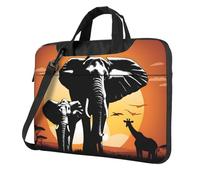 WZYWHJ Elephant and Giraffe in The Sunset Printing Ultra-thin portable single-shoulder laptop bag 15.6 inch computer accessories soft shockproof for laptops