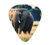 Wzywhj Elephant In The Grassland Picture Guitar Pick Easy Grip Uke Picks Comfortable Feel, Ukulele, Acoustic And Electric Guitar，Guitar Plectrums 12'S