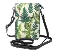 WZYWHJ Encyclopedia of Ferns printing Women's leather phone bag crossbody package with adjustable shoulder strap