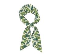WZYWHJ Encyclopedia of Ferns printing Women's long strip silk scarf, soft and silky satin headscarf