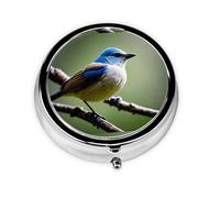 WZYWHJ Ethereal Nightingale Bird Pattern Circular Medicine Box Storage, Portable Travel with compartments, mini Pill Dispenser