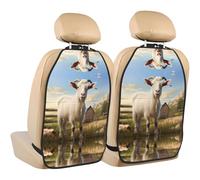 WZYWHJ Farm Animal Goat Printed Car seat Anti Kick Storage pad 2 Pieces, Multi-Functional Storage Bag seat Protector After Installation