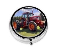 WZYWHJ Farm tractor Prints Circular medicine box storage, portable travel with compartments, mini pill dispenser