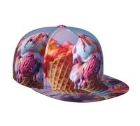 WZYWHJ Fashion Flat Brim Baseball Cap ice Cream Picture Adjustable, Breathable & Lightweight for Men & Women