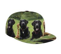 WZYWHJ Fashion Flat Brim Baseball Cap Labrador Retriever Dogs Pattern Adjustable, Breathable & Lightweight for Men & Women Black, Black, One Size, Black, One Size