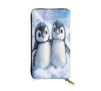 WZYWHJ Fashionable Women's Leather Long Clutch Wallet with Multiple Compartments and Zipper Design A Pair of Little Penguins Pattern