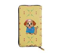 Wzywhj Fashionable Women's Leather Long Clutch Wallet with Multiple Compartments and Zipper Design Adorable Cartoon Dog Pattern