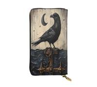 WZYWHJ Fashionable Women's Leather Long Clutch Wallet with Multiple Compartments and Zipper Design Anchor Crow Pattern