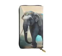 Wzywhj Fashionable Women's Leather Long Clutch Wallet with Multiple Compartments and Zipper Design Asian Elephants Pattern
