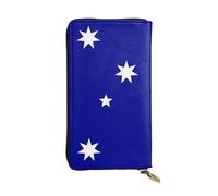 Wzywhj Fashionable Women's Leather Long Clutch Wallet with Multiple Compartments and Zipper Design Australian Flag Pattern