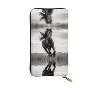 Wzywhj Fashionable Women's Leather Long Clutch Wallet with Multiple Compartments and Zipper Design Black Stallion Picture