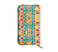 Wzywhj Fashionable Women's Leather Long Clutch Wallet with Multiple Compartments and Zipper Design Cartoon Color Circle Picture
