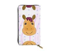 Wzywhj Fashionable Women's Leather Long Clutch Wallet with Multiple Compartments and Zipper Design Cartoon Horse Head Pattern