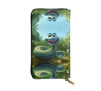 Wzywhj Fashionable Women's Leather Long Clutch Wallet with Multiple Compartments and Zipper Design Cartoon Cobra Snake Pattern