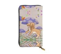 Wzywhj Fashionable Women's Leather Long Clutch Wallet with Multiple Compartments and Zipper Design Cartoon Mushroom with Dog Pattern