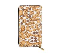 Wzywhj Fashionable Women's Leather Long Clutch Wallet with Multiple Compartments and Zipper Design Cookies Food Chocolate Chip Biscuits Prints