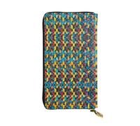 Wzywhj Fashionable Women's Leather Long Clutch Wallet with Multiple Compartments and Zipper Design Coloured Twill Lattice Pattern