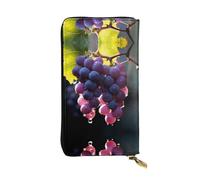 Wzywhj Fashionable Women's Leather Long Clutch Wallet with Multiple Compartments and Zipper Design Crystal Clear Grapes Picture