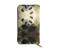 Wzywhj Fashionable Women's Leather Long Clutch Wallet with Multiple Compartments and Zipper Design Cute Little Panda Prints