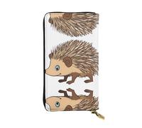 Wzywhj Fashionable Women's Leather Long Clutch Wallet with Multiple Compartments and Zipper Design Cute Cartoon Hedgehog Pattern