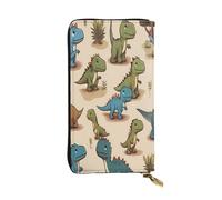 WZYWHJ Fashionable Women's Leather Long Clutch Wallet with Multiple Compartments and Zipper Design Cute Little Dinosaur Pattern