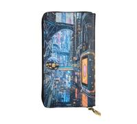 WZYWHJ Fashionable Women's Leather Long Clutch Wallet with Multiple Compartments and Zipper Design Cyber â€‹â€‹Grid Pattern