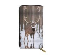 Wzywhj Fashionable Women's Leather Long Clutch Wallet with Multiple Compartments and Zipper Design Deer Hunting Season Pattern