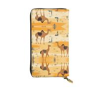 Wzywhj Fashionable Women's Leather Long Clutch Wallet with Multiple Compartments and Zipper Design Desert Sand Camel Pattern